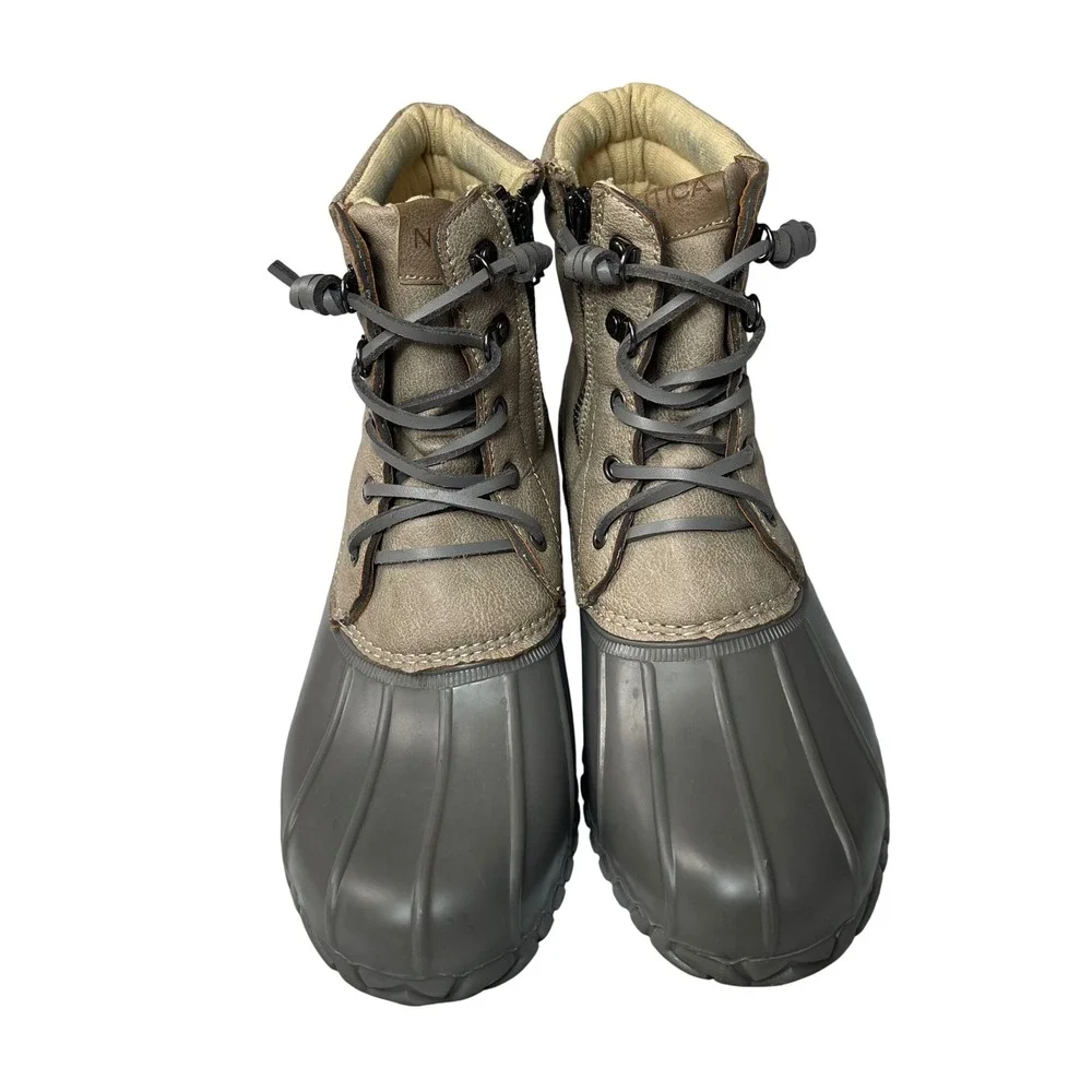 Nautica‎ Women's Waterproof Duck Boots Taupe Zip Lace Up Size 11